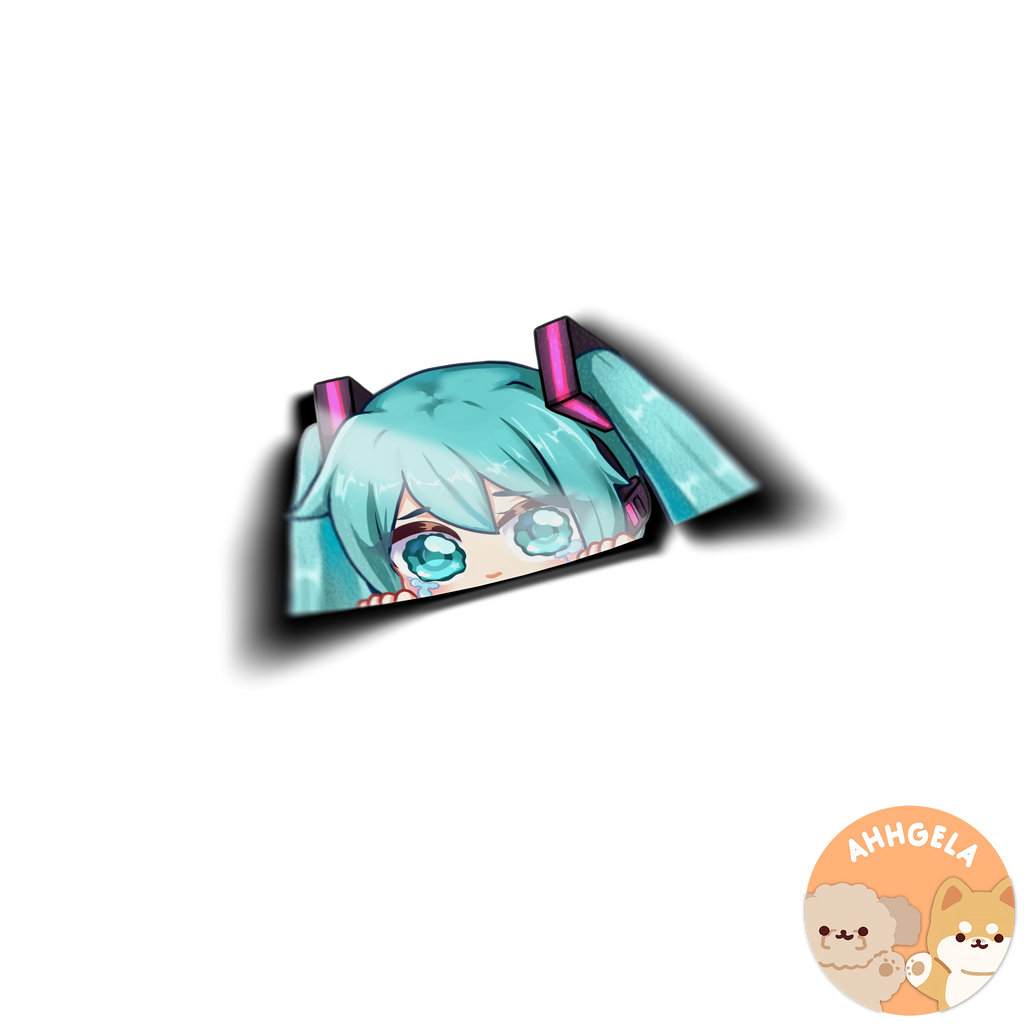 Crying Miku Peeking Anime Sticker