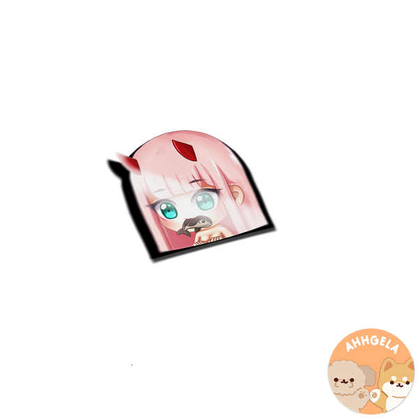 Zero Two Fish Peeking Anime Sticker